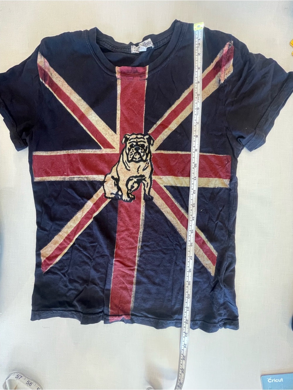 Lucky Brand London Girls Navy Bulldog Union Jack Graphic Tee